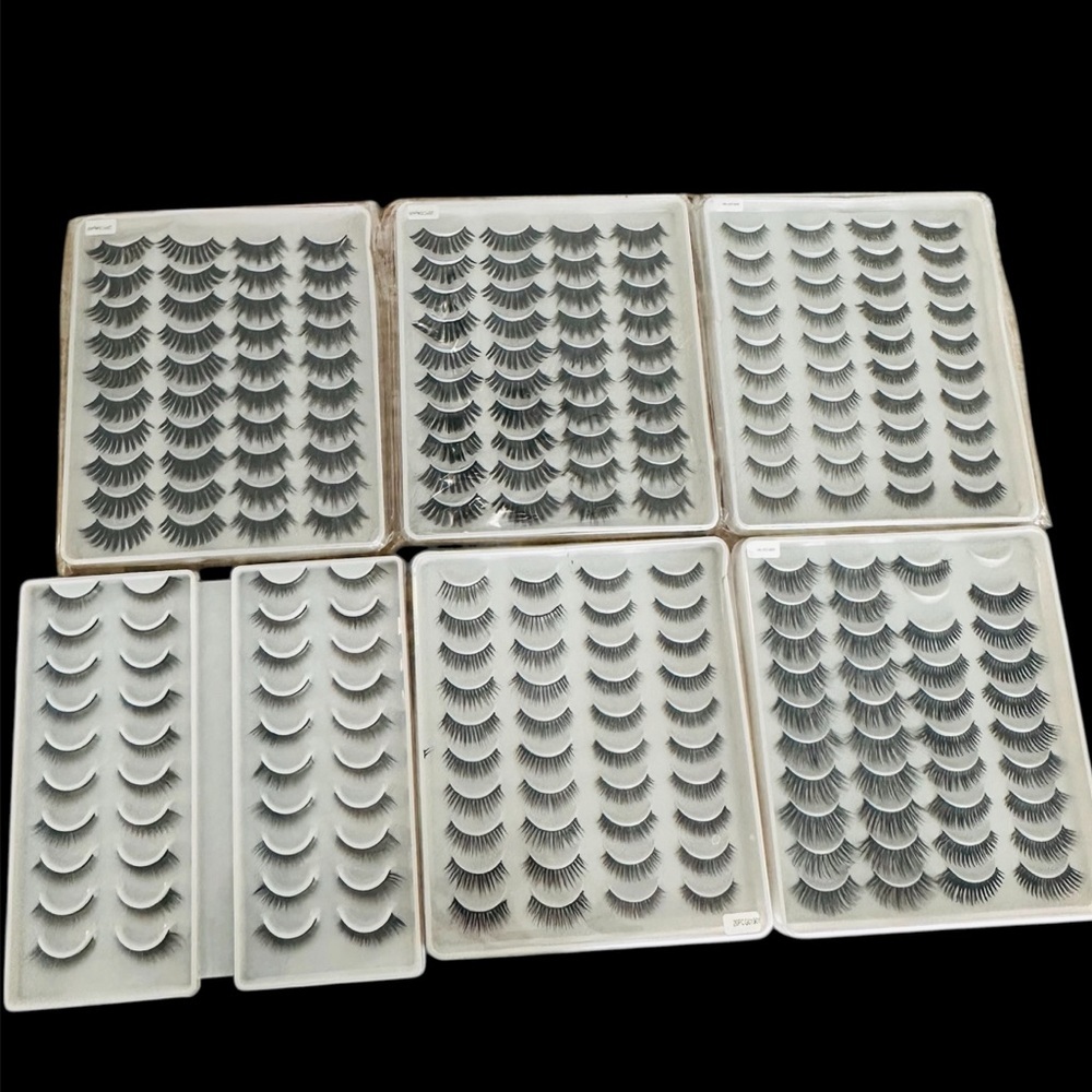 250+ Assorted False Eyelashes Bundle - Black Lashes Faux Minky Wispy Doll Foxy - Picture 3 of 7